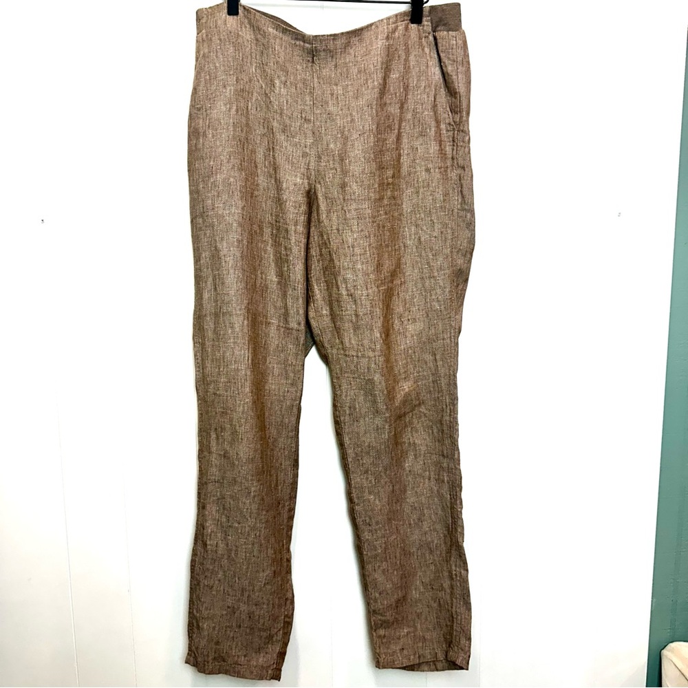 J. Jill Tan Straight Leg 100% Linen Pant Size Medium